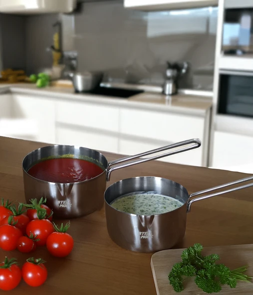 Steel&More  Çelik 2 li Kaçerola Sosluk Sütlük 12cm - 6