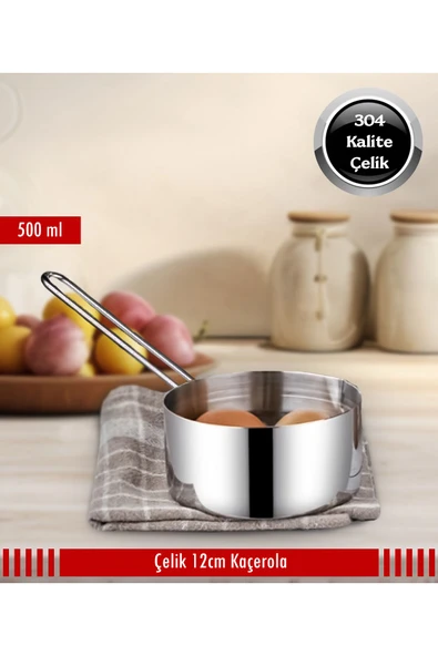 Steel&More  Çelik Kaçerola Sosluk Sütlük 12cm