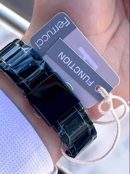 Ferrucci İç Fonksiyonları Aktif Takvim Ve Gün 30mt Suya Dayanıklı Çelik Kordon Erkek Kol Saati VS.BLKT.0454 - Resim 6