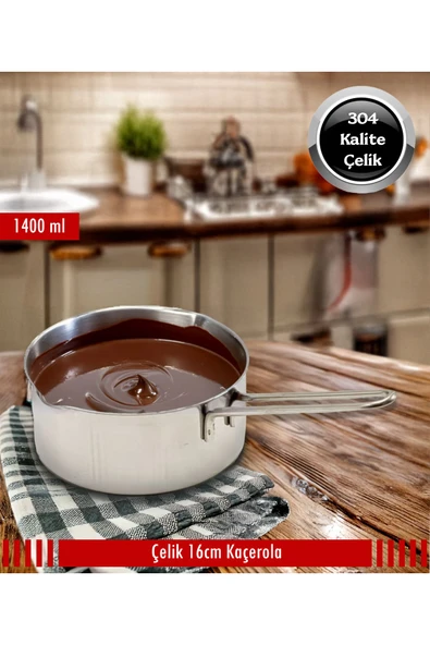 Steel&More  Çelik Kaçerola Sosluk Sütlük 16cm