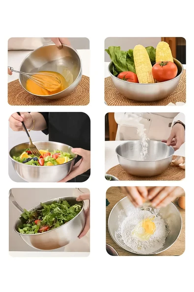 Çelik 5 Parça Rendeli Kase Saklama Ve Karıştırma Kabı 24cm - 8
