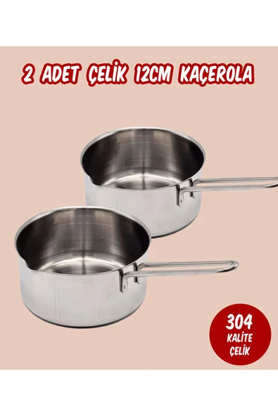 Steel&More  Çelik 2 li Kaçerola Sosluk Sütlük 12cm - 3