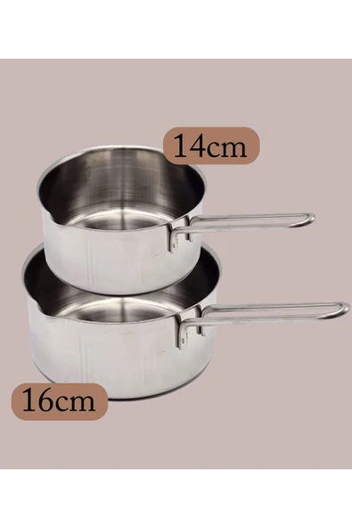 Steel&More  Çelik 2 Li Kaçerola Sosluk Sütlük 14cm-16cm - 3
