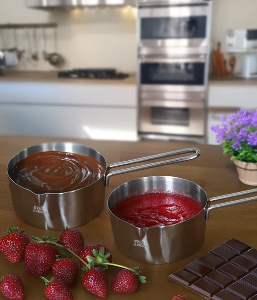 Steel&More  Çelik 2 li Kaçerola Sosluk Sütlük 16cm - 6