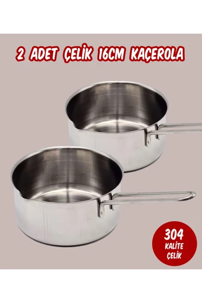 Steel&More  Çelik 2 li Kaçerola Sosluk Sütlük 16cm - 4