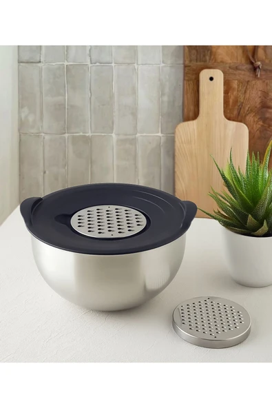 Çelik 5 Parça Rendeli Kase Saklama Ve Karıştırma Kabı 24cm - 2