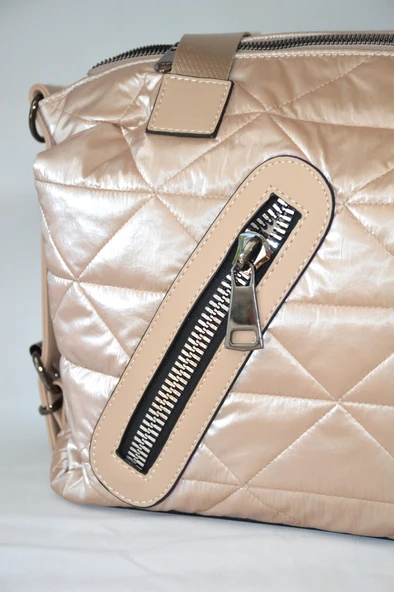 Kadın Nut Çanta Paraşüt Kumaş Şişme Büyük Boy Fermuarlı Ve Askılı Günlük Şık Çanta - 2