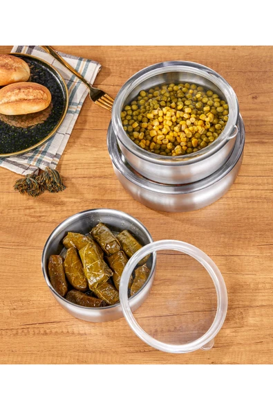 Steel&More  3’lü Çelik Güveç Model Saklama Kabı 6 Parça - 4