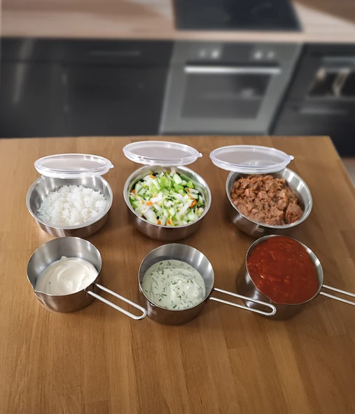 Steel&More  Çelik 3'lü Saklama Kabı ve 3'lü Kaçerola 9 Parça Set - 4