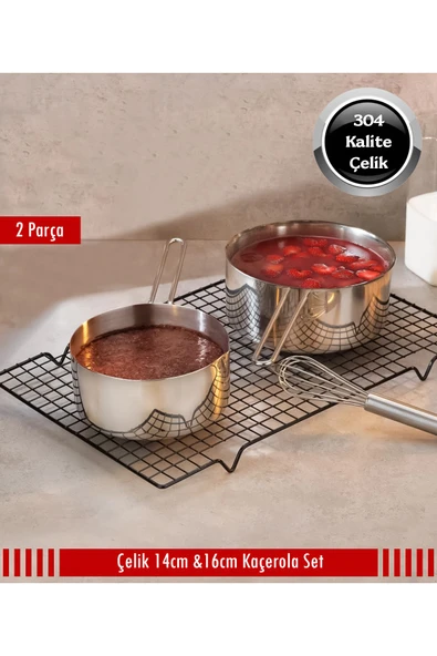Steel&More  Çelik 2 Li Kaçerola Sosluk Sütlük 14cm-16cm