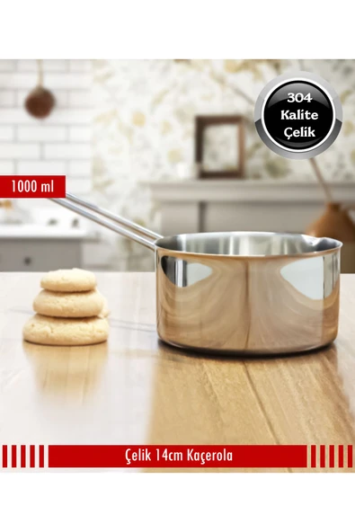 Steel&More  Çelik Kaçerola Sosluk Sütlük 14cm