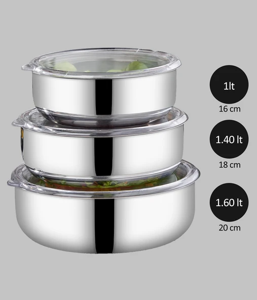 Steel&More  3’lü Çelik Saklama Kabı 6 Parça - 2