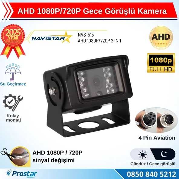 AHD 1080P/720P Büyük Gece Görüşlü 4 Pin Soketli Kamyon Tır Otobüs Kamerası