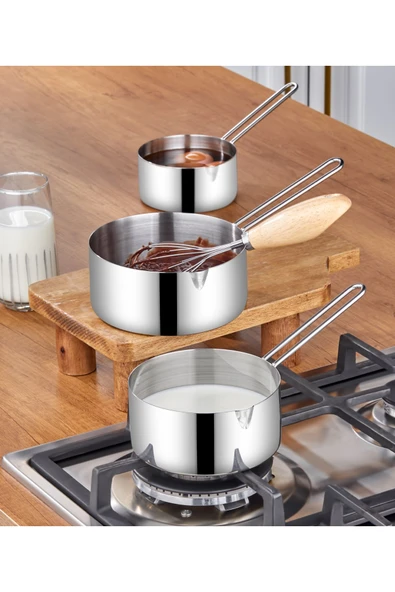 Steel&More  Çelik 3'lü Kaçerola Sosluk Sütlük 12cm-14cm-16cm - 2