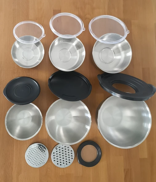 Steel&More  Çelik Rendeli Saklama Kabı (9Parça) ve 3'lü Saklama Kabı 15 Parça Set - 3