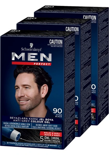Schwarzkopf Men Perfect Erkek Saç Boyası 90 - Siyah 3 Adet