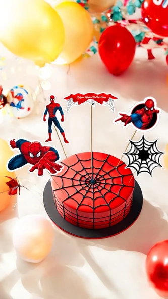 Spiderman Doğum Günü Sticker Örümcek Adam Figürlü Parti Etiketi Süper Kahraman Doğum Günü Süsü