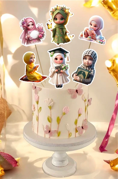 İslami Kız Çıkartmaları Kuran Öğrenen Hafız Olan Çocuklar İçin Sevimli Sticker Seti Doğum Günü Süsü