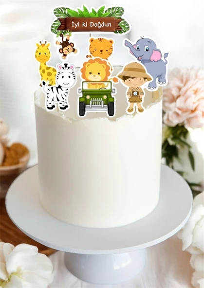Safari Temalı Çıkartmalar  Orman Hayvanları Doğum Günü Etiketi Çubuklu Parti Süsü - 2