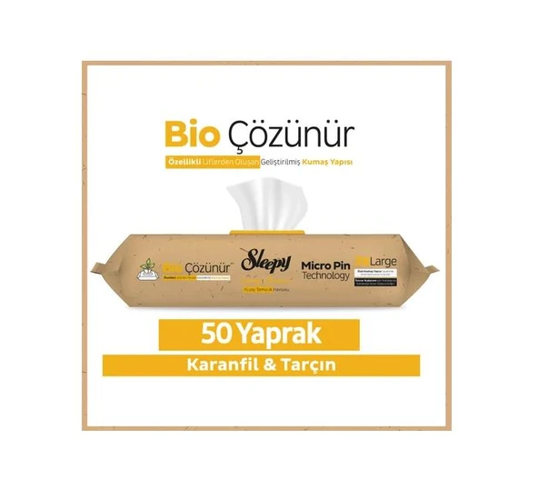 Sleepy Bio Çözünür Tarçın ve Karanfil Islak Mendil 50'li x 3 ve ROSIE - Resim 2