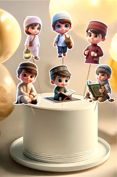İslami Erkek Çocuk Çıkartmaları Kuran Öğrenen Hafız Olan Çocuklar İçin  Sevimli Sticker Seti Doğum Günü Süsü