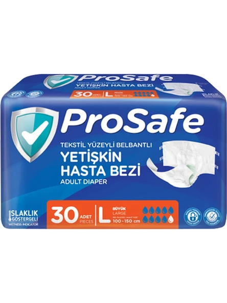 Prosafe Belbantlı Yetişkin Hasta Bezi 100 - 150 Cm L Büyük 30 Lu