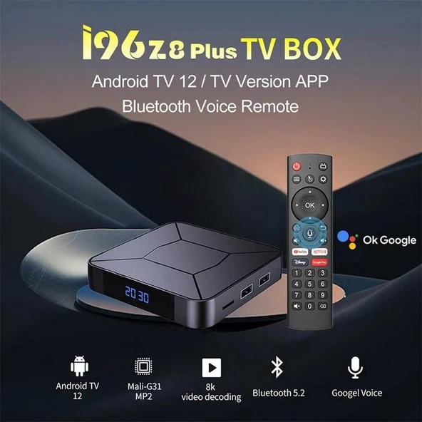 Castu İ96 Z8 Plus 4K Android TV 2GB Ram-16GB Hafıza /Wifi/Lan/BT/HDMI/2xUSB/TF-Kart - 4