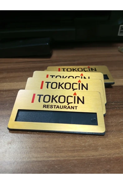 Yaka Kartı İsimlik Metal 10 Adet İğneli Logo Baskılı Premium ( Altın)