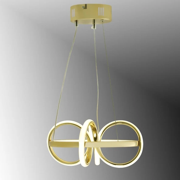 TT003-SR TT Aydınlatma Sarmal Modeli Gold Sarı Kaplama Led Avize