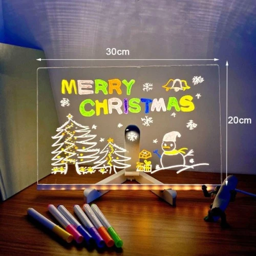 LED Aydınlatmalı Yazı ve Çizim Tahtası - Büyük Boy 30x20 cm - 2