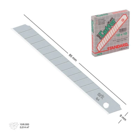 Avmdepo Maket Bıçağı Yedek Bıçağı 80X9 mm İnce Yedek 10 Adet - 10