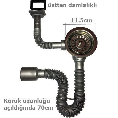 Avmdepo Çöpmak Kapalı Taşmalı Körüklü Evye Sifonu 50 mm - 11