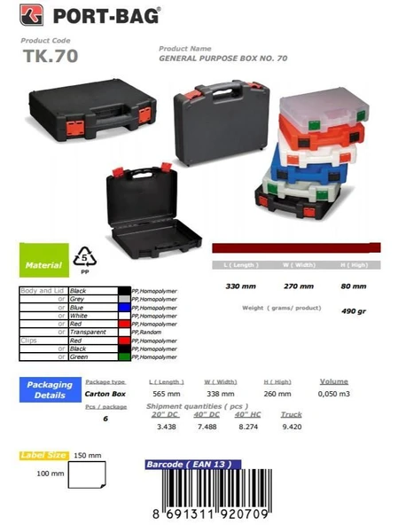 PortBag TK70 Çok Amaçlı El Aleti Çantası - 11