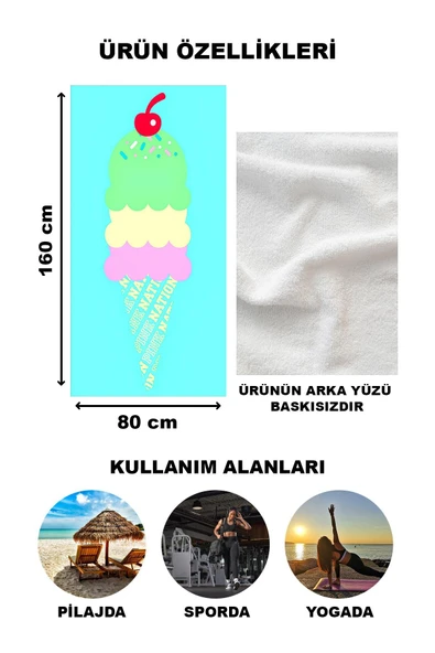 Modern Desenli Plaj Deniz Havlusu Peştemal 80x160 CM Aqua18 - 2