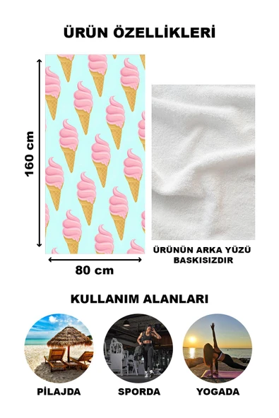 Modern Desenli Plaj Deniz Havlusu Peştemal 80x160 CM Aqua15 - 2