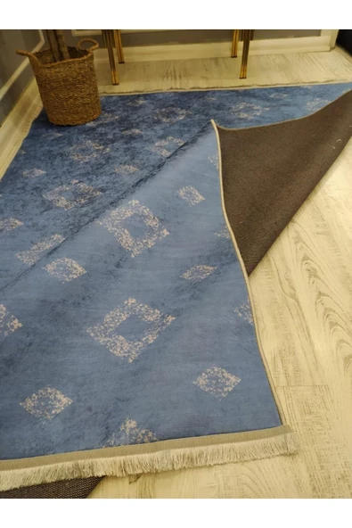 Kaymaz Tabanlı Yıkanabilir Etnik Dekoratif Desenli Dot Taban Halı - 5