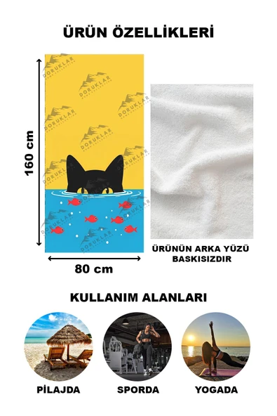 Modern Desenli Dijital Baskı Plaj Deniz Havlusu Peştamal 80x160 CM PİKA09 - 2