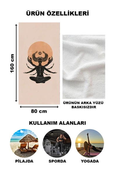 Astroloji Yengeç Burcu Desenli Plaj Deniz Havlusu Peştamal 80x160 CM AST24 - 2