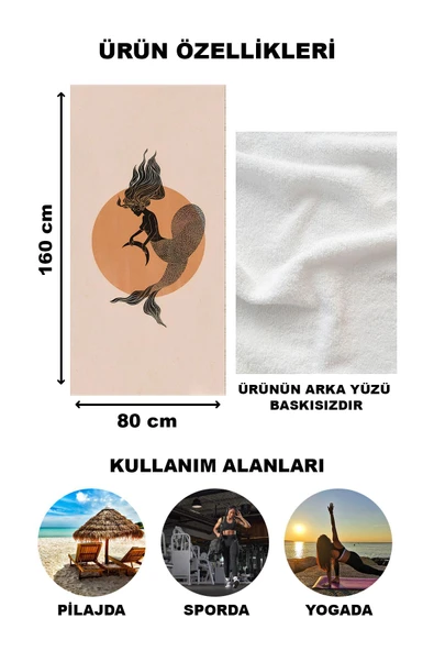 Astroloji Balık Burcu Desenli Plaj Deniz Havlusu Peştamal 80x160 CM AST15 - 2