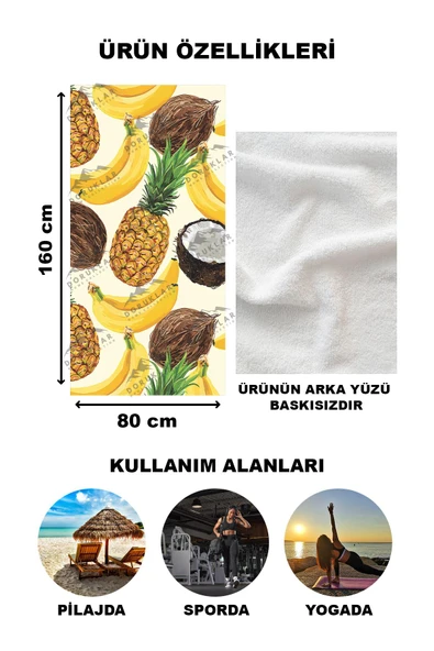 Modern Desenli Dijital Baskı Plaj Deniz Havlusu Peştamal 80x160 CM PİKA21 - 2