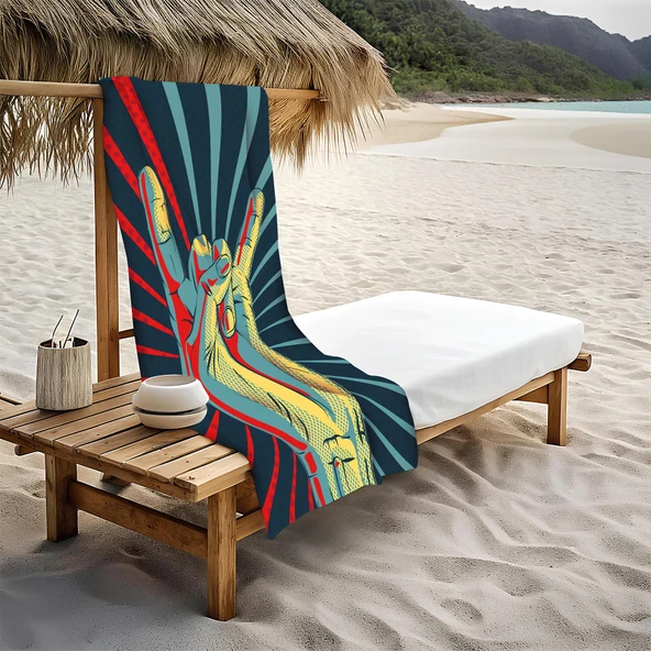 Modern Retro Desenli Plaj Deniz Havlusu Peştamal 80x160 CM RTR09