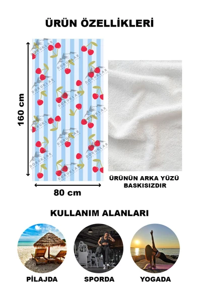 Modern Desenli Dijital Baskı Plaj Deniz Havlusu Peştamal 80x160 CM PİKA18 - 2