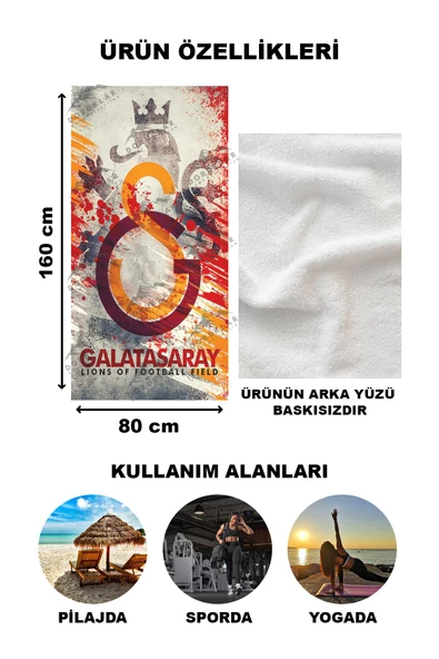 Modern Desenli Dijital Baskı Plaj Deniz Havlusu Peştamal 80x160 CM TRF03 - 2