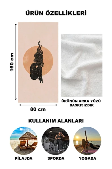Astroloji Başak Burcu Desenli Plaj Deniz Havlusu Peştamal 80x160 CM AST16 - 2