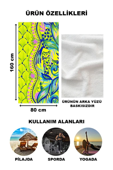 Modern Desenli Plaj Deniz Havlusu Peştemal 80x160 CM OPT09 - 2