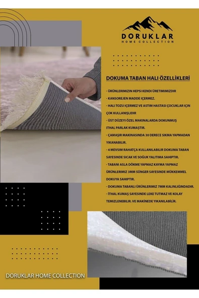 Kaymaz Taban Yıkanabilir Gold Geçişli Medusa Kafası Desenli Dot Taban Halı - 2