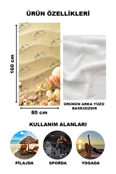 Modern Desenli Dijital Baskı Plaj Deniz Havlusu Peştamal 80x160 CM PİKA19 - 2