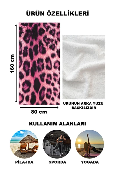 Modern Desenli Dijital Baskı Plaj Deniz Havlusu Peştamal 80x160 CM LION10 - 2