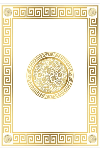 Kaymaz Tabanlı Yıkanabilir Çerçeveli Geometrik Desenli Dot Taban Halı - 2