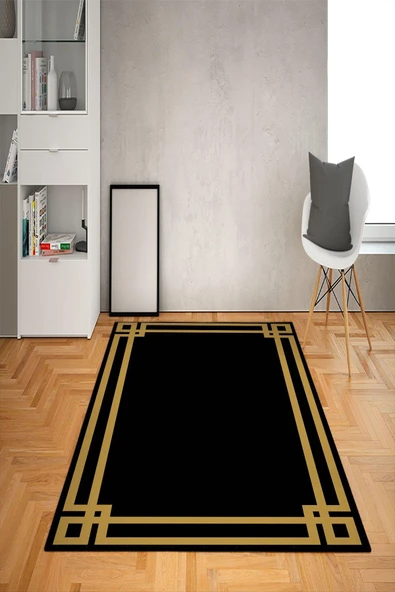 Kaymaz Tabanlı Yıkanabilir Çerçeveli Desenli Dot Taban Halı - 2